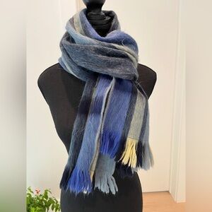 SCARF Blue Cream Plaid Soft Cozy Winter Coat Scarf Unisex Classic Preppy Unisex